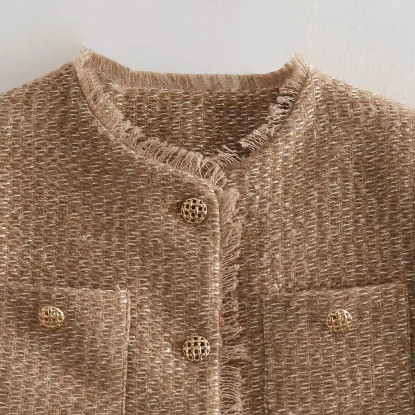 Chaqueta mujer tweed corte clásico doble botonadura - Heidy