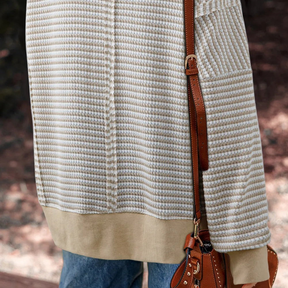 Sudadera mujer texturizada de rayas con puños elásticos - Elina