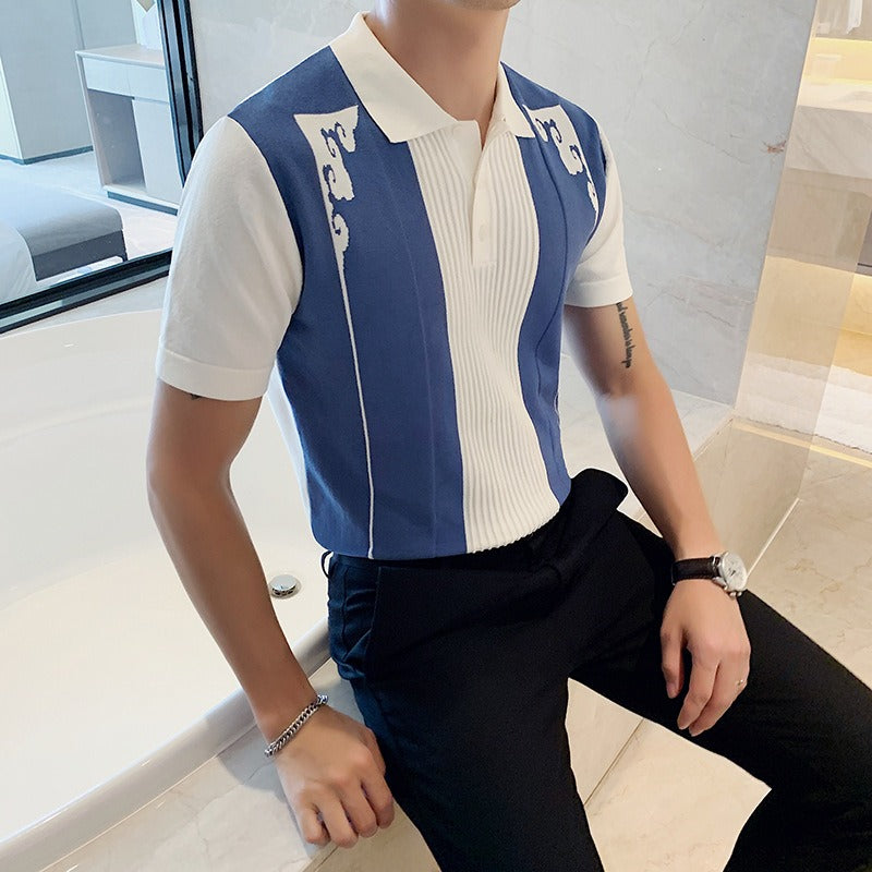 Polo hombre manga corta diseño bordado retro - Nael