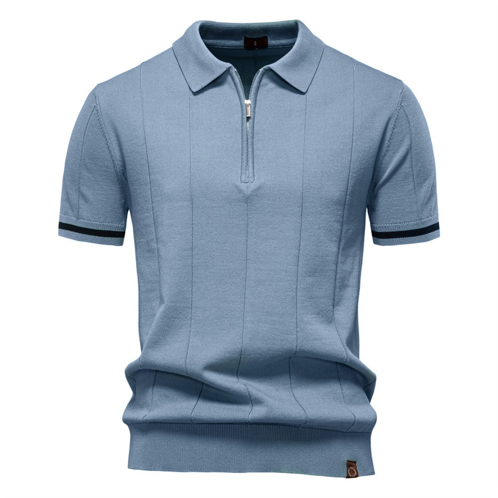 Polo para hombre de punto manga corta cremallera clásico - Baptiste