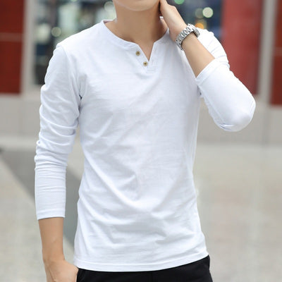 Camiseta manga larga para hombre de algodón con escote henley - Pablo
