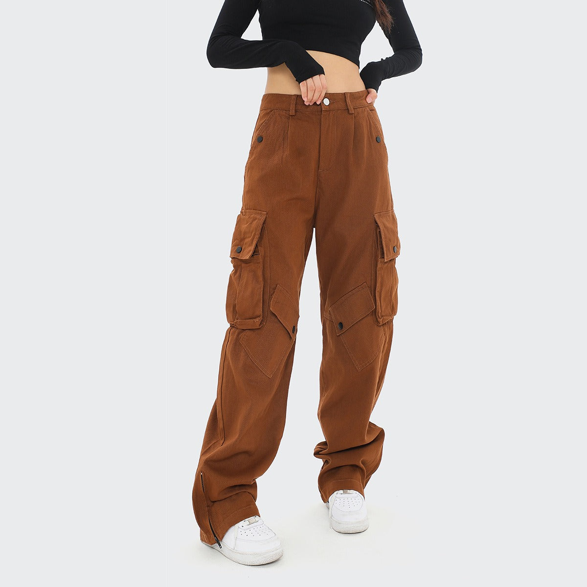 Pantalones cargo para mujer algodón estilo holgado - Scarlet