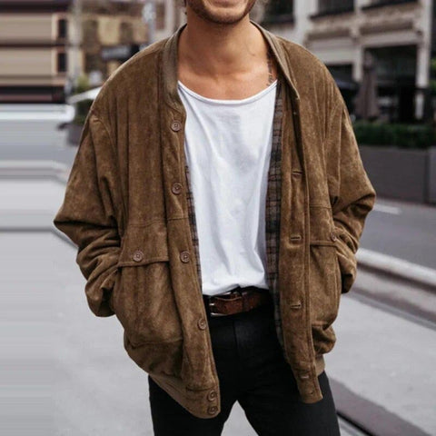 Chaqueta hombre efecto gamuza estilo vintage con bolsillos - Remy