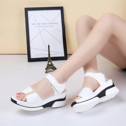 Sandalias Plataforma Mujer Minimalistas con Velcro - Eliane