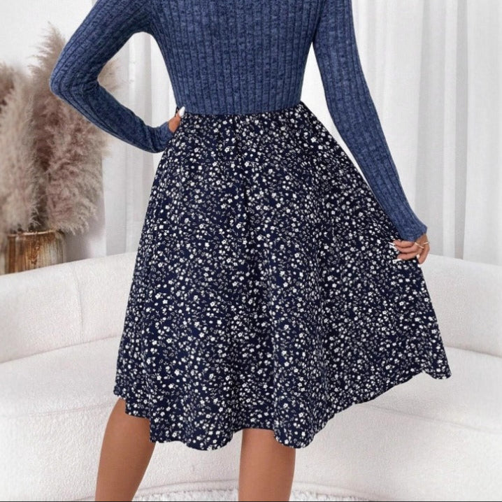 Falda para mujer evasé midi floral cintura alta - Dalia