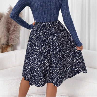 Falda para mujer evasé midi floral cintura alta - Dalia