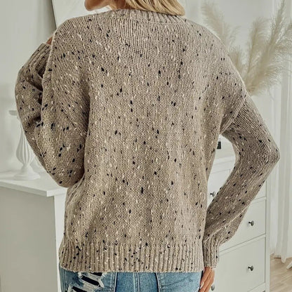 Jersey mujer punto moteado cuello redondo estilo casual - Elora