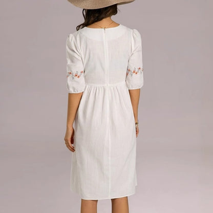 Vestido algodón con manga tres cuartos - Carmona