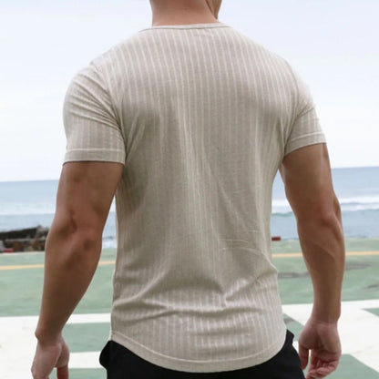 Camiseta para hombre de manga corta canalé fino estilo entallado - Thiago