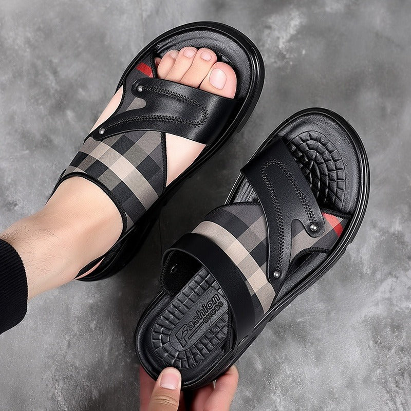 Sandalias para hombre de piel sintética diseño cruzado - Milan