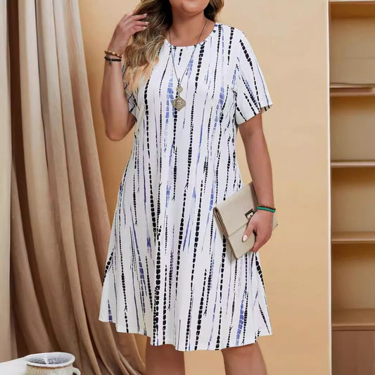 Vestido casual para mujer con estampado geométrico corte evasé - Annemarie
