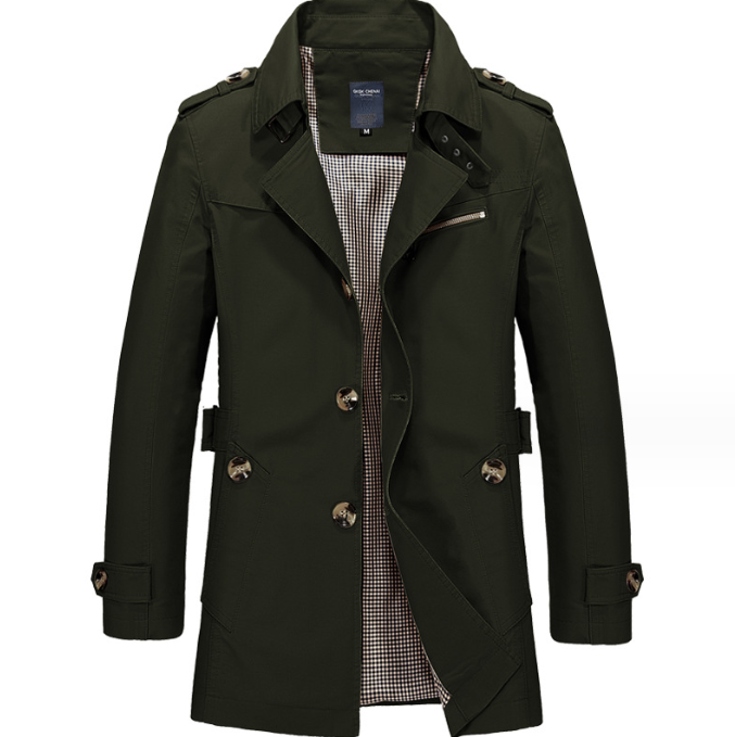 Abrigo hombre largo impermeable estilo trench botones dobles - Miles