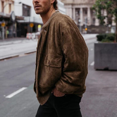 Chaqueta hombre efecto gamuza estilo vintage con bolsillos - Remy