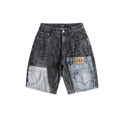 Bermuda denim patchwork para hombre - Urban Edge