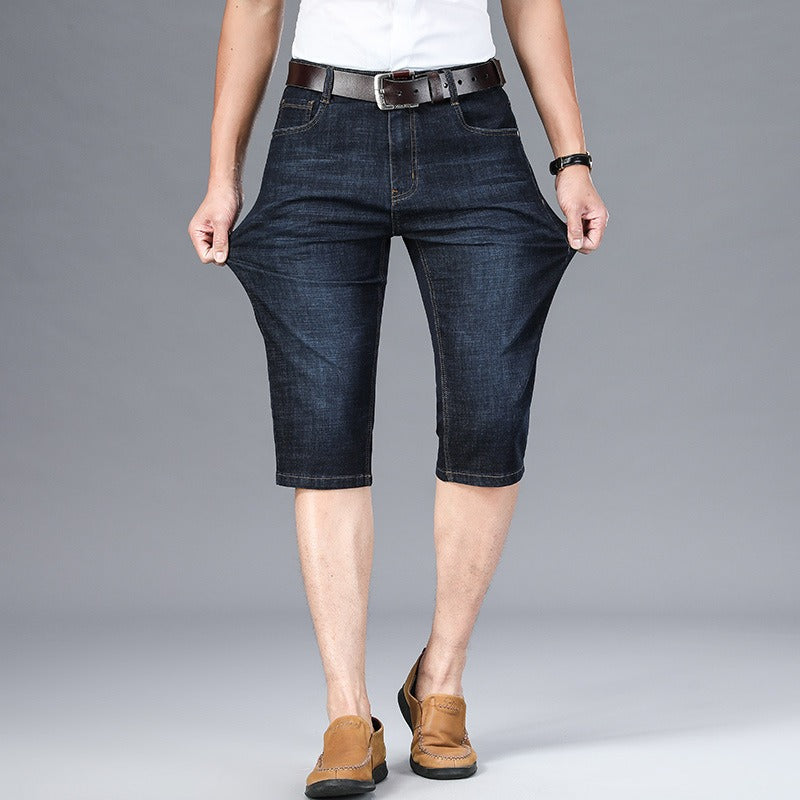 Bermudas para hombre de mezclilla elástica corte recto estilo casual - Raul