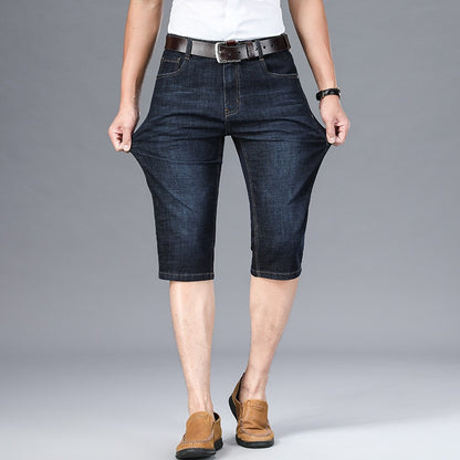 Bermudas para hombre de mezclilla elástica corte recto estilo casual - Raul