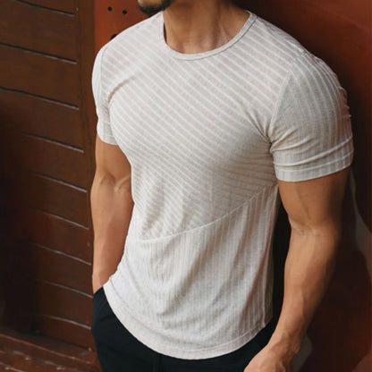 Camiseta para hombre de manga corta canalé fino estilo entallado - Thiago