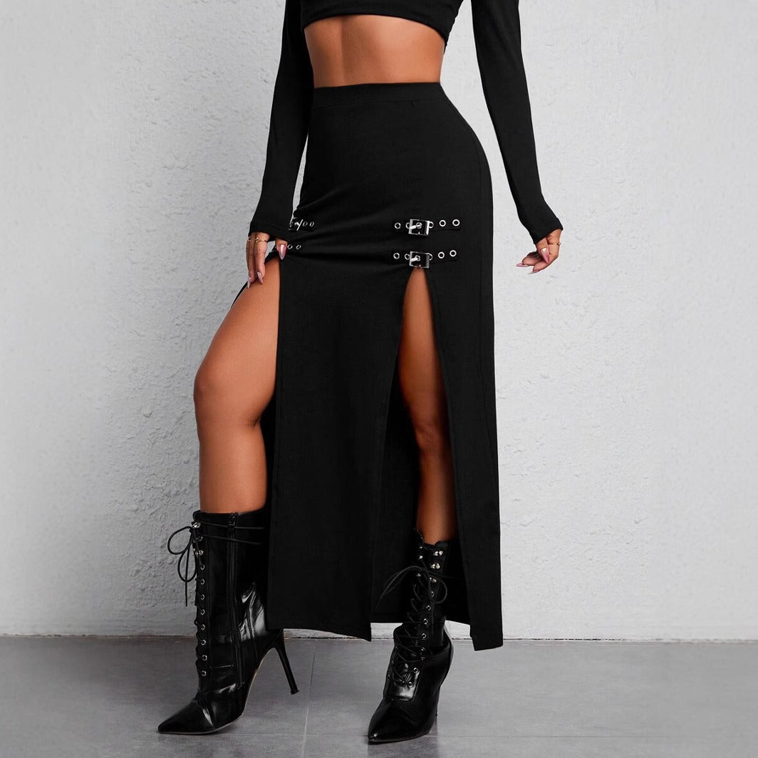 Falda larga mujer aberturas laterales estilo urbano - Victoria