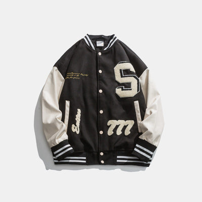 Chaqueta varsity hombre estilo universitario con parches bordados - Leo