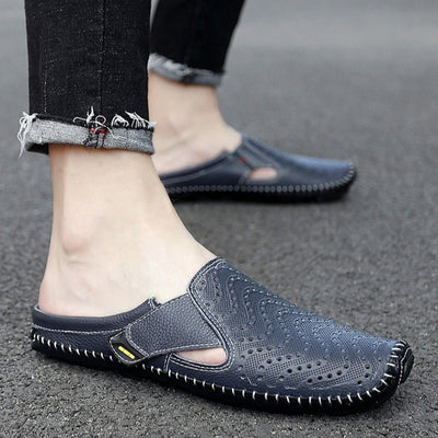 Mocasines destalonados para hombre de piel perforada estilo slip-on - Enrique