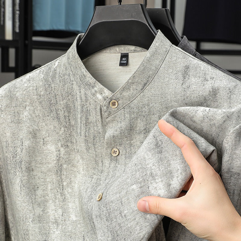 Camisa hombre lino transpirable cuello mao - Agustin