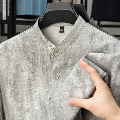 Camisa hombre lino transpirable cuello mao - Agustin