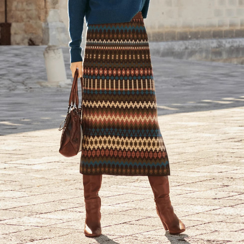 Falda midi estampada mujer - Malvien