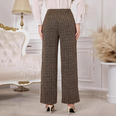 Pantalón mujer tweed tiro alto botones decorativos – Noémie