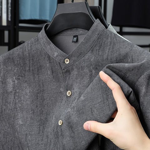 Camisa hombre lino transpirable cuello mao - Agustin