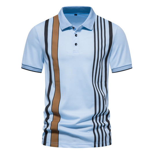Polo para hombre de algodón estampado líneas verticales - Matteo