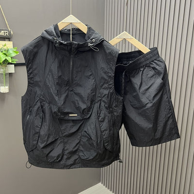 Conjunto chaleco sin mangas hombre capucha ligera estilo utilitario - Pedro