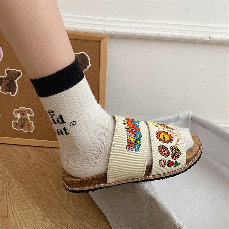 Sandalias ortopédicas mujer corcho estampado gráfico verano - Anahely