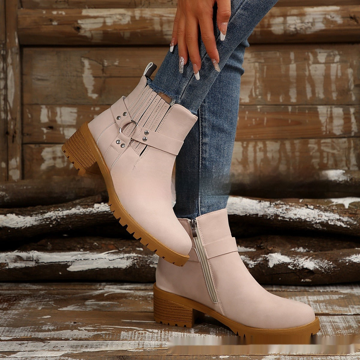 Botines mujer tacón medio con hebilla - Narella