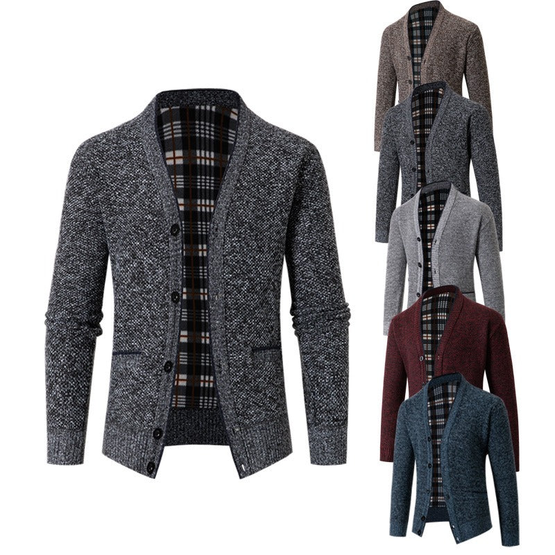 Cárdigan hombre punto forrado interior tartán estilo casual - Morten