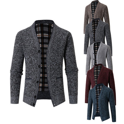 Cárdigan hombre punto forrado interior tartán estilo casual - Morten