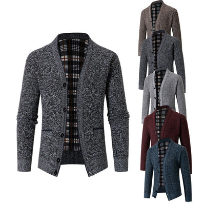 Cárdigan hombre punto forrado interior tartán estilo casual - Morten