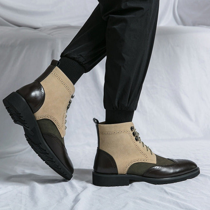 Botas altas para hombre de piel sintética con detalle brogue estilo urbano - Lennart