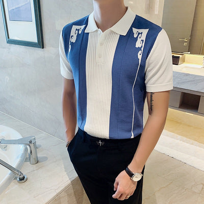 Polo hombre manga corta diseño bordado retro - Nael