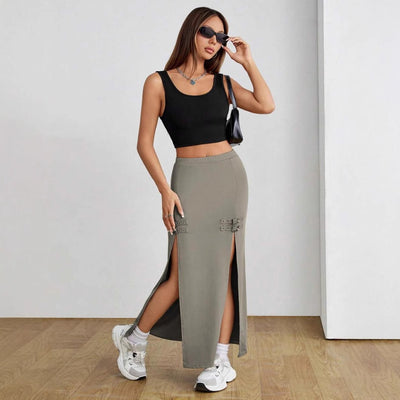 Falda larga mujer aberturas laterales estilo urbano - Victoria