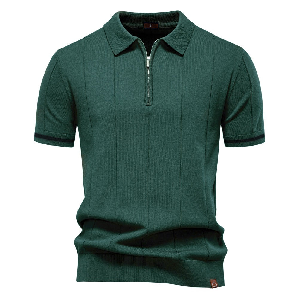 Polo para hombre de punto manga corta cremallera clásico - Baptiste