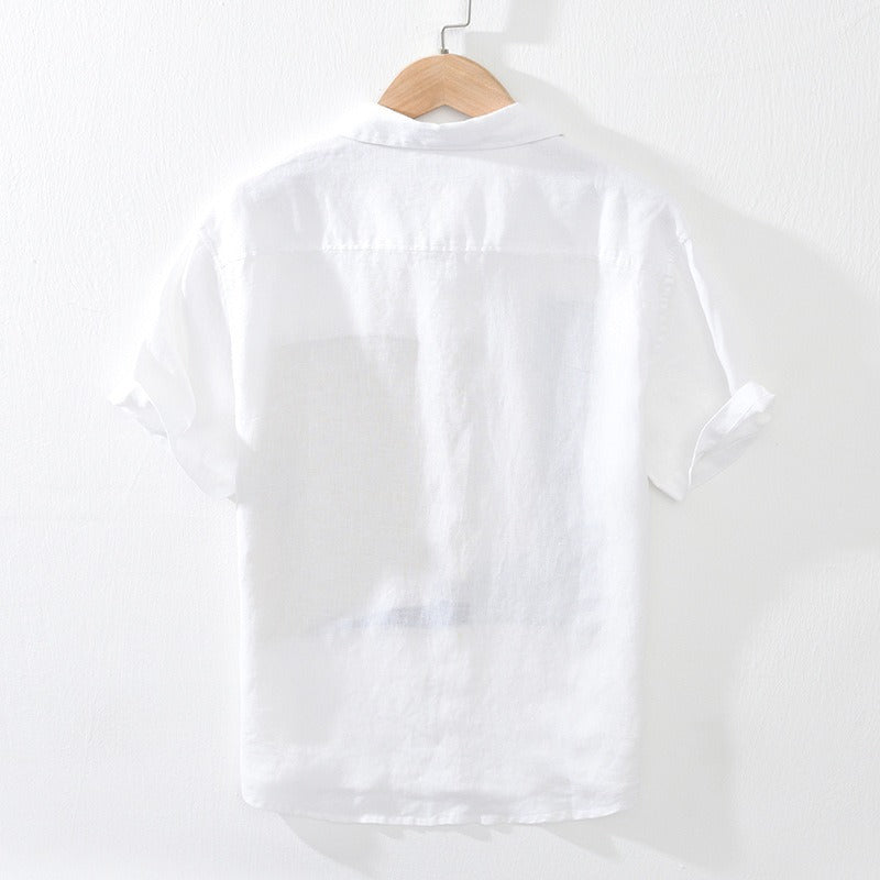 Camisa para hombre de manga corta lino estampado abstracto - Alain