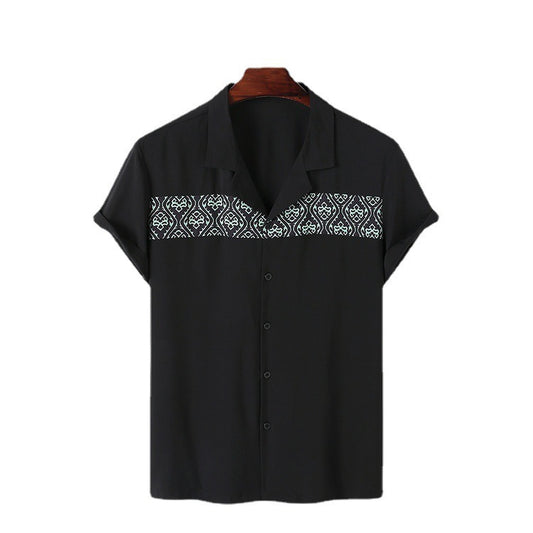 Camisa casual para hombre de manga corta con bordado geométrico - Sven
