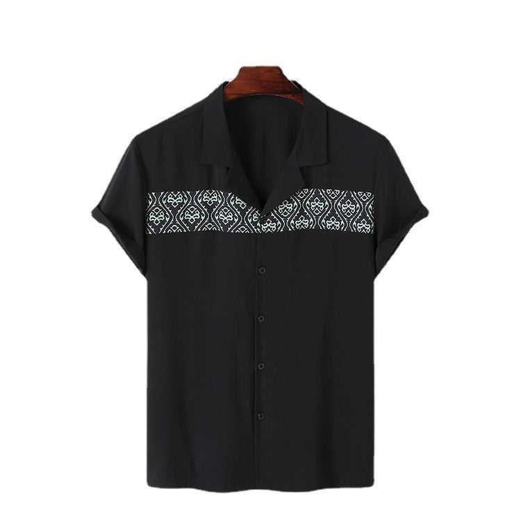 Camisa casual para hombre de manga corta con bordado geométrico - Sven