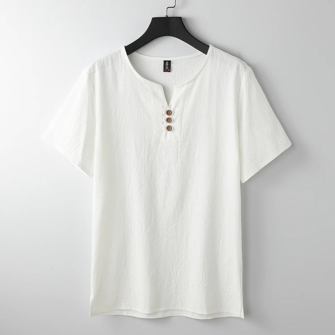 Camiseta hombre lino cuello henley con botones - Carter