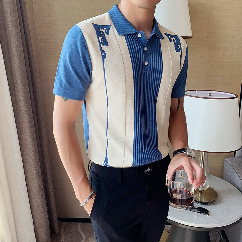 Polo hombre manga corta diseño bordado retro - Nael