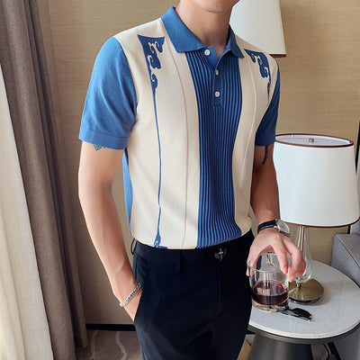 Polo hombre manga corta diseño bordado retro - Nael