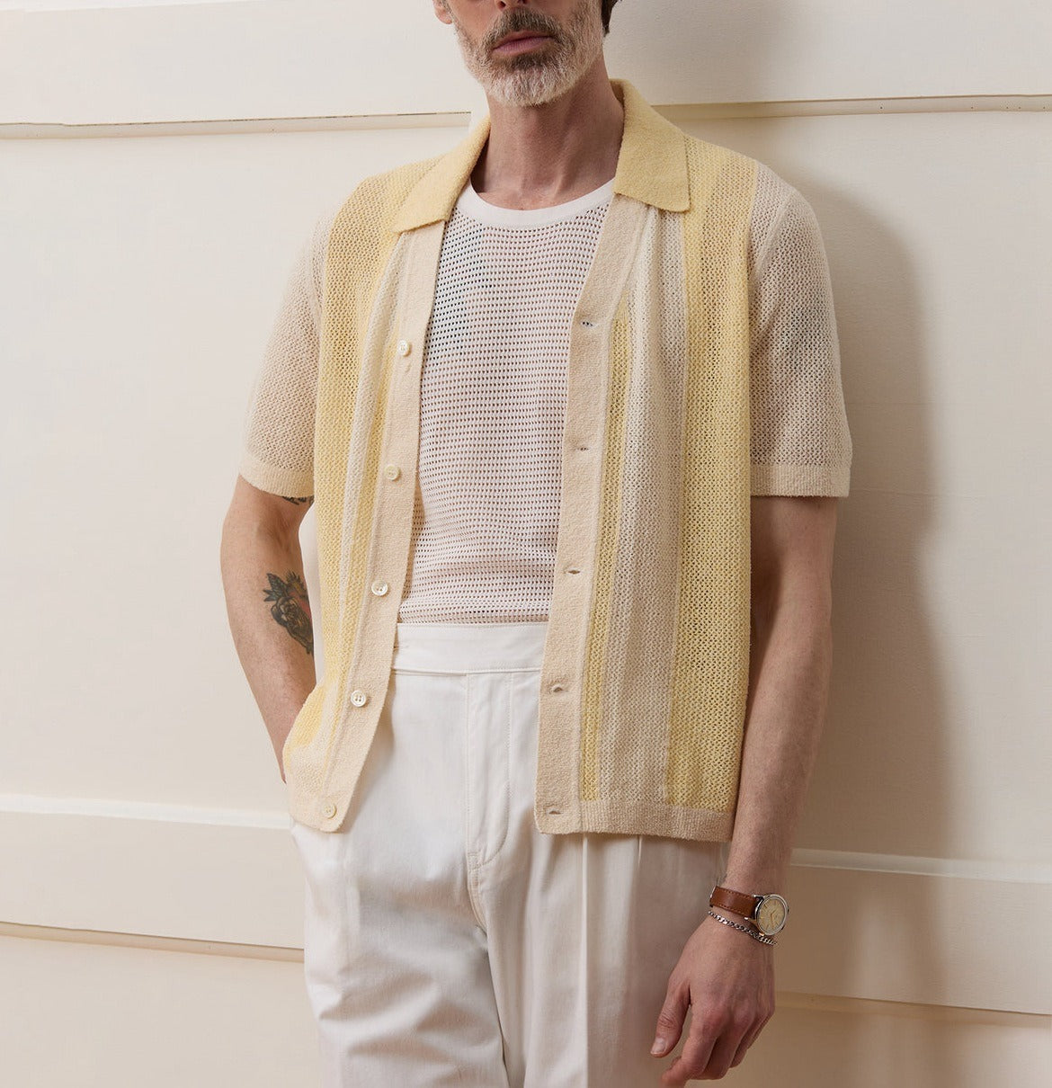 Polo hombre tejido calado estilo casual - Robin