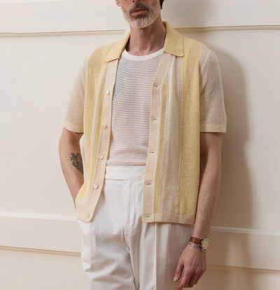 Polo hombre tejido calado estilo casual - Robin