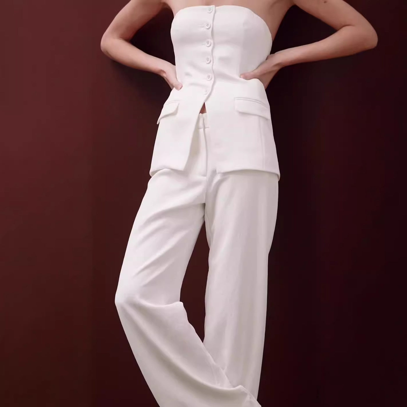 Conjunto para mujer elegante corsé estructurado con pantalón recto - Leticia