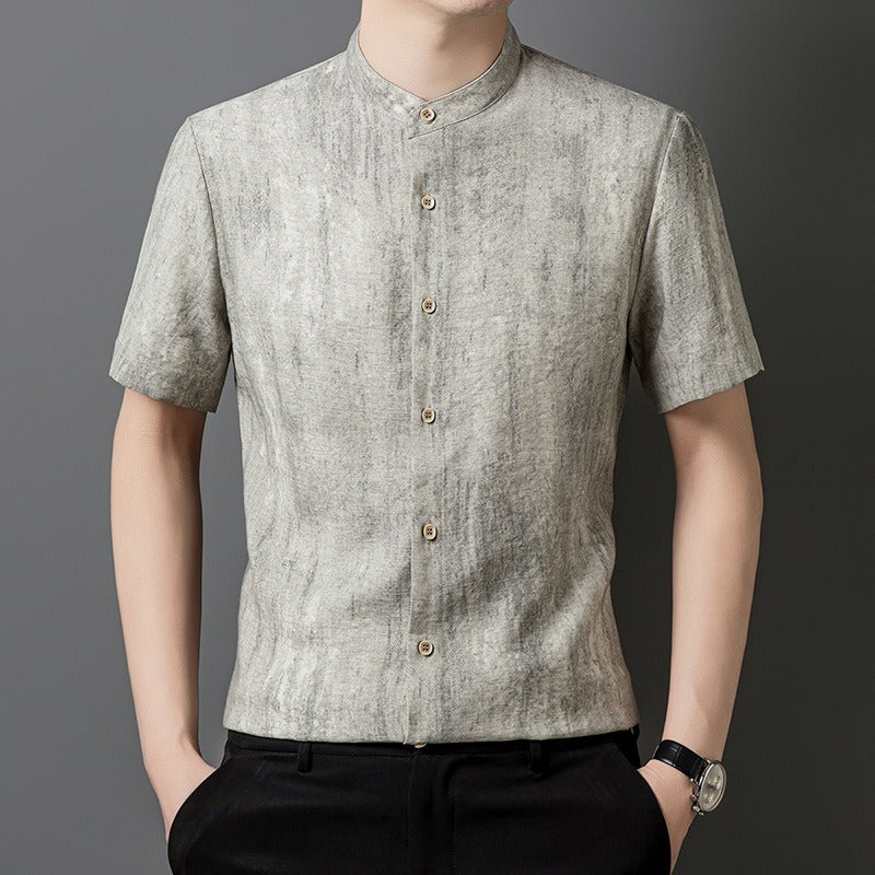 Camisa hombre lino transpirable cuello mao - Agustin